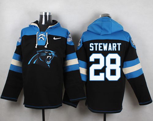 Nike Panthers #28 Jonathan Stewart Black Player Pullover NFL Hoodie - Click Image to Close